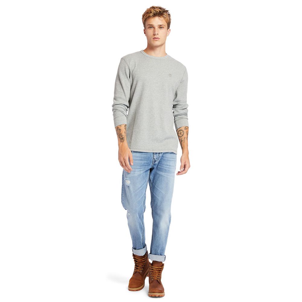 Camasi Timberland Barbati Gri - Wharf River Waffle-Knit Crewneck - Romania - ADLCZT184